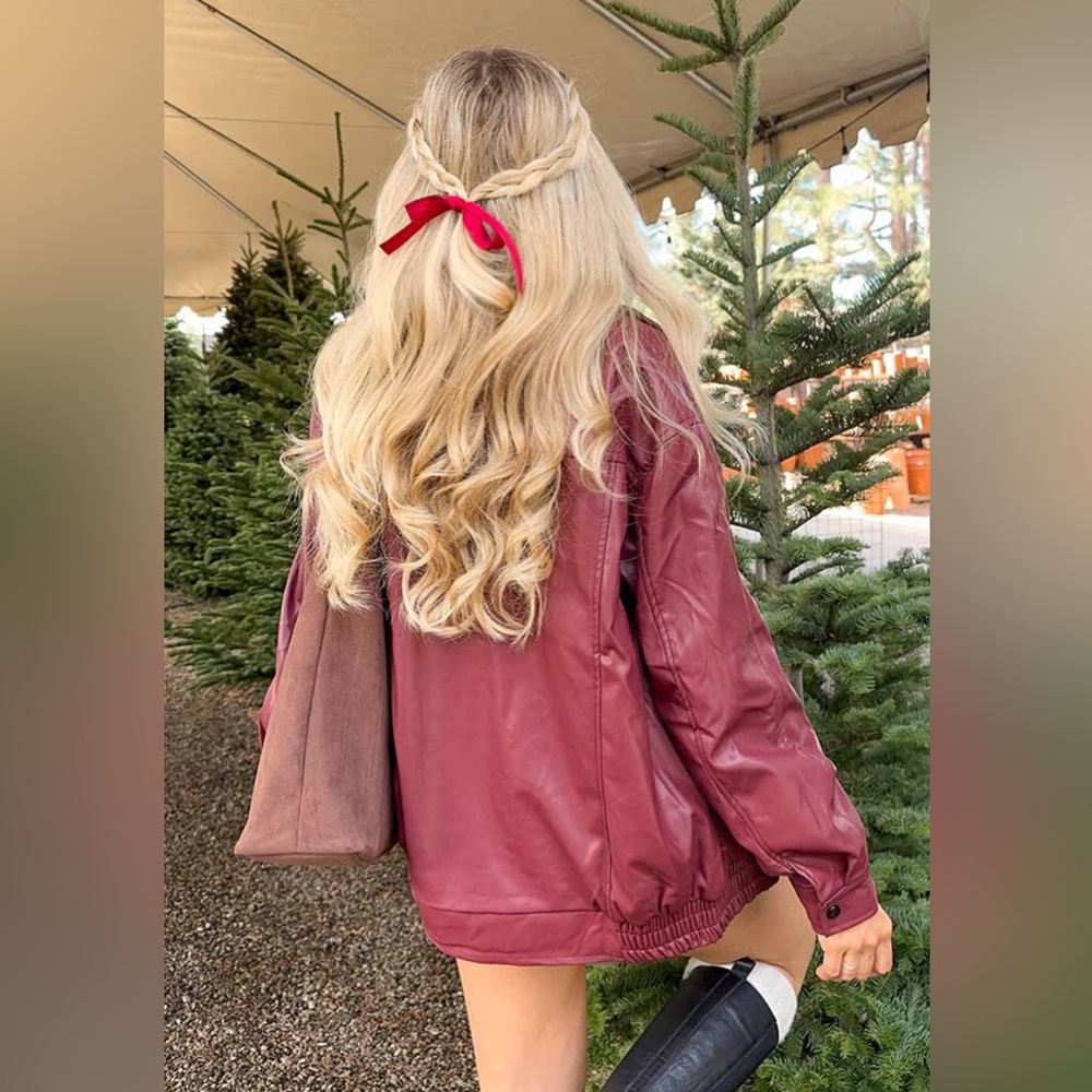 Abbi PU Red Bomber Jacket